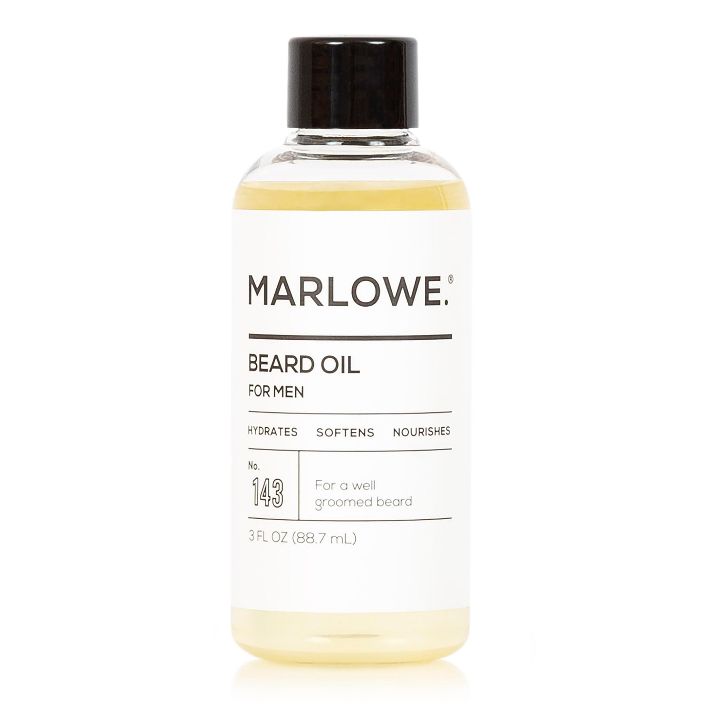 MARLOWE. No. 143 Beard Oil 3 oz, Conditioning Oil for Men, Softer & Fuller Beard Care, 100% Natural Softener with Sunflower & Safflower Oils