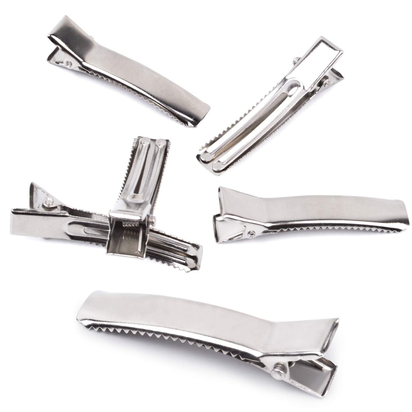 Jdesun 50 Pieces 2 Inches Alligator Hair Clips Metal Single Prong Curl Clips Hairpins Teeth Bow Hair Clips for Salon Girls Hair Styling DIY