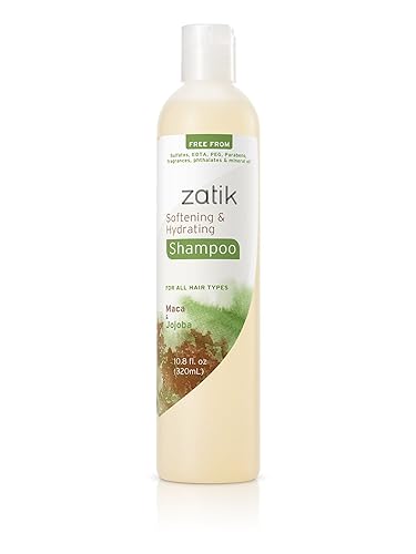 Zatik Naturals - Softening and Hydrating Shampoo with Maca and Jojoba for all Hair, Vegan, Biodegradable, pH Balanced, Free From Sulfates, EDTA, PEG