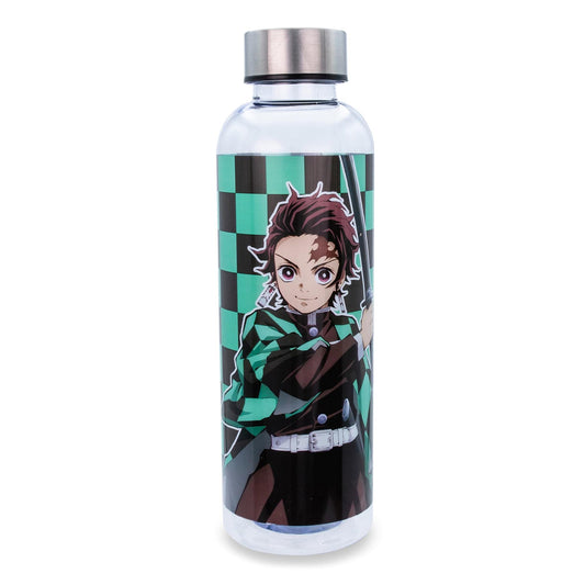 Surreal Entertainment Demon Slayer Tanjiro Kamado Plastic Water Bottle With Screw-On Lid | BPA-Free Plastic Sports Jug With Leakproof Lid