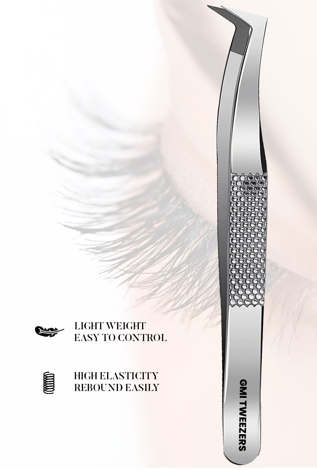 GMI Lash Tweezers - Pack of 4 Stainless Steel Fiber Tip Eyelash Extension Tweezers