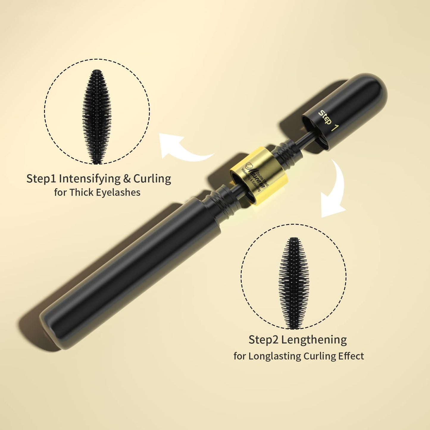 2 in 1 Lash Mascara - 4D Lashes Mascara with black Mascara for 5x Longer Waterproof Wear lasting No Clumping Superstrong (2-1PCS)