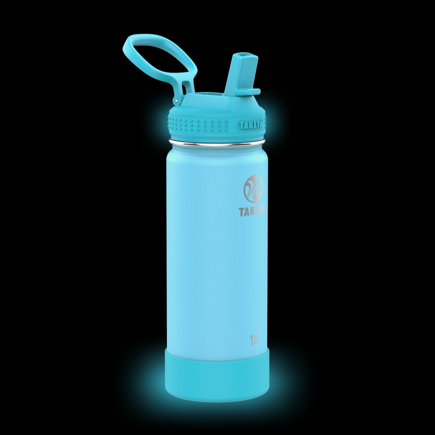 Takeya Actives Kids Glow-in-the-Dark Water Bottle with Straw Lid - Stainless Steel Bottle with BPA-Free Lid - Reusable & Dishwasher-Safe Water Bottle