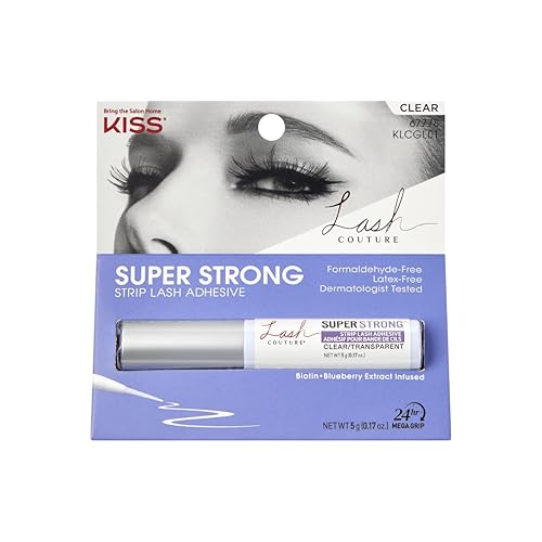 KISS Lash Couture, Lash Glue, Super Strong Strip Lash Adhesive, White, Includes Lash Adhesive, Long Lasting Wear, Can Be Used with Strip Lashes