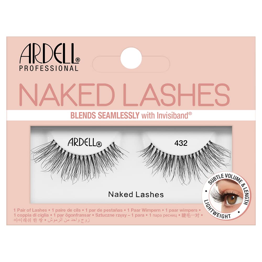 Ardell Naked Lashes Natural 432 with Invisiband - Lightweight, Natural False Eyelashes, Soft Volume Strip Lashes, 1 Pair