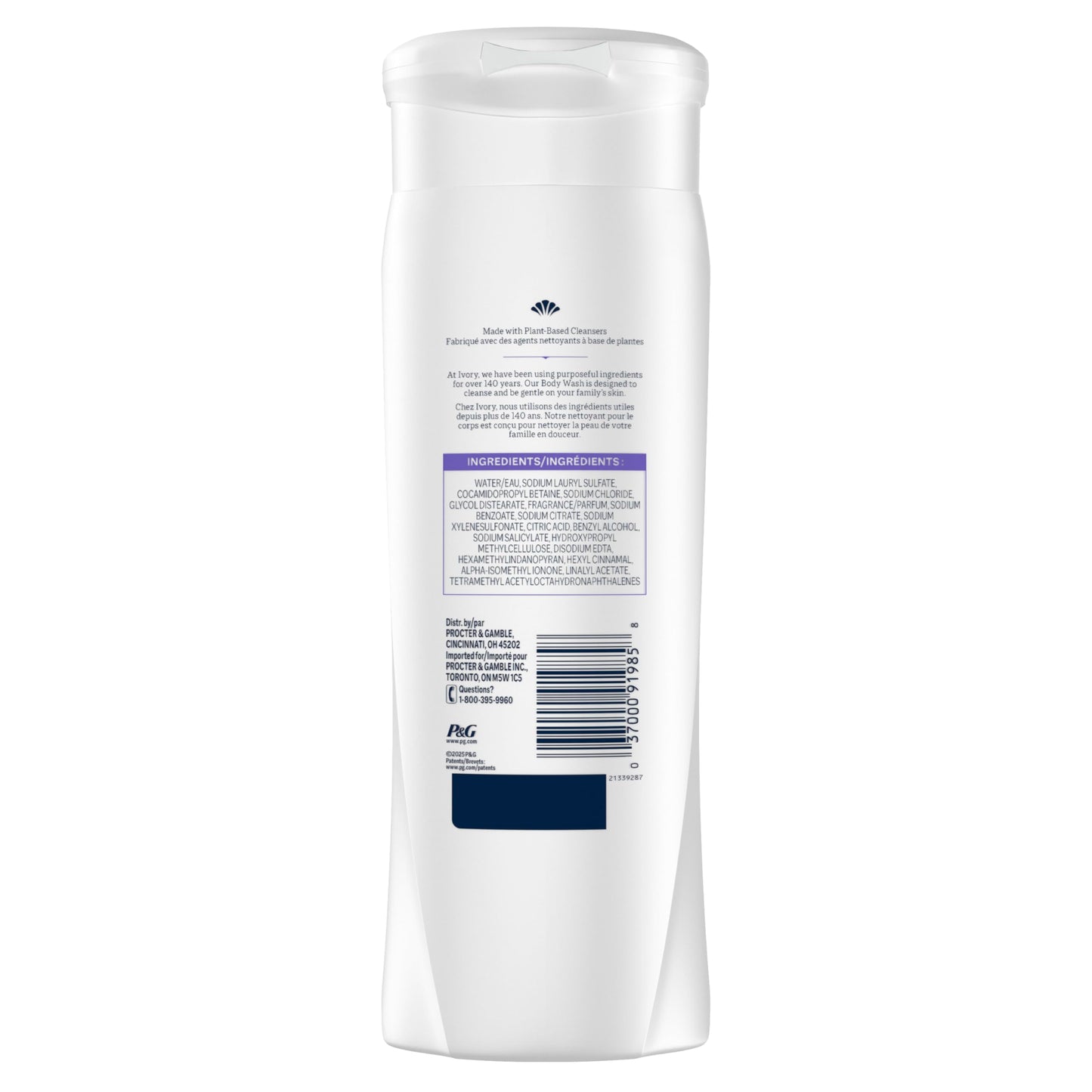 Ivory Body Wash, Designed for the Whole Family, Gentle Formula, Free of Dyes Heavy Perfumes Parabens Phthalates & Silicones, Lavender Scent, 21 oz