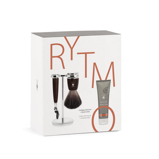 MÜHLE Gift Set: RYTMO Walnut Pure badger and Fusion razor Shaving Set - shave gift set including Grapefruit andMint Shaving cream Beauty and Personal Care MÜHLE