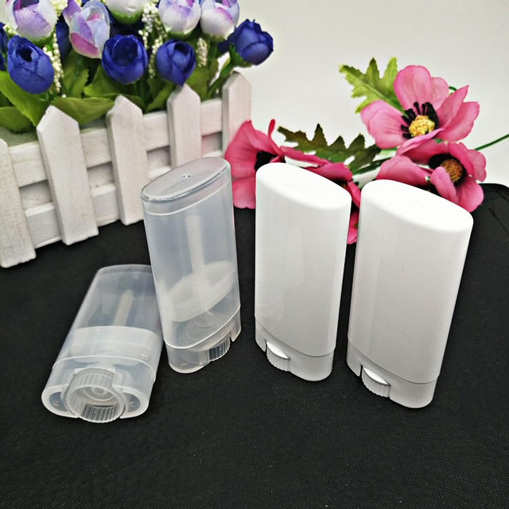 Elandy 15ml Empty Oval Lip Balm Tubes Deodorant Containers Lip Balm Tubes Lip Gloss Container Holder With Caps Clear/White Pack of 6pcs (Transparent)