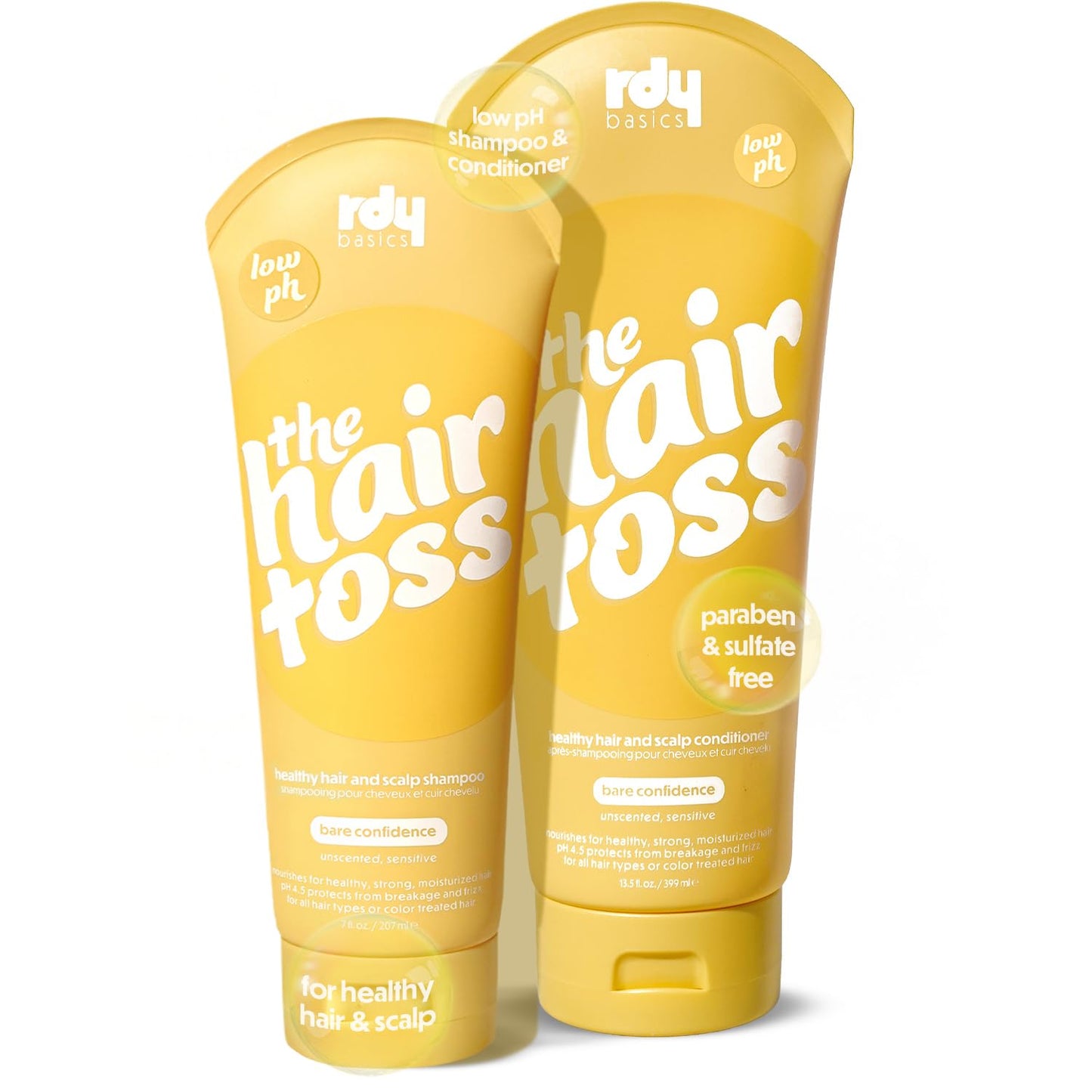 The Hair Toss Men & Women Shampoo And Conditioner Set 13.5floz/7floz - Unscented - Formulated 4.5pH Moisturizing Paraben and Sulfate Free Shampoo