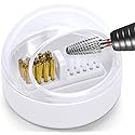 HiANNE Nail Art Cleaner Tool Case with Steel Wire Brush and Nylon Brush for Cleaning Carbide/Ceramic Nail Drill Bits, Anti-splash Design, Removable