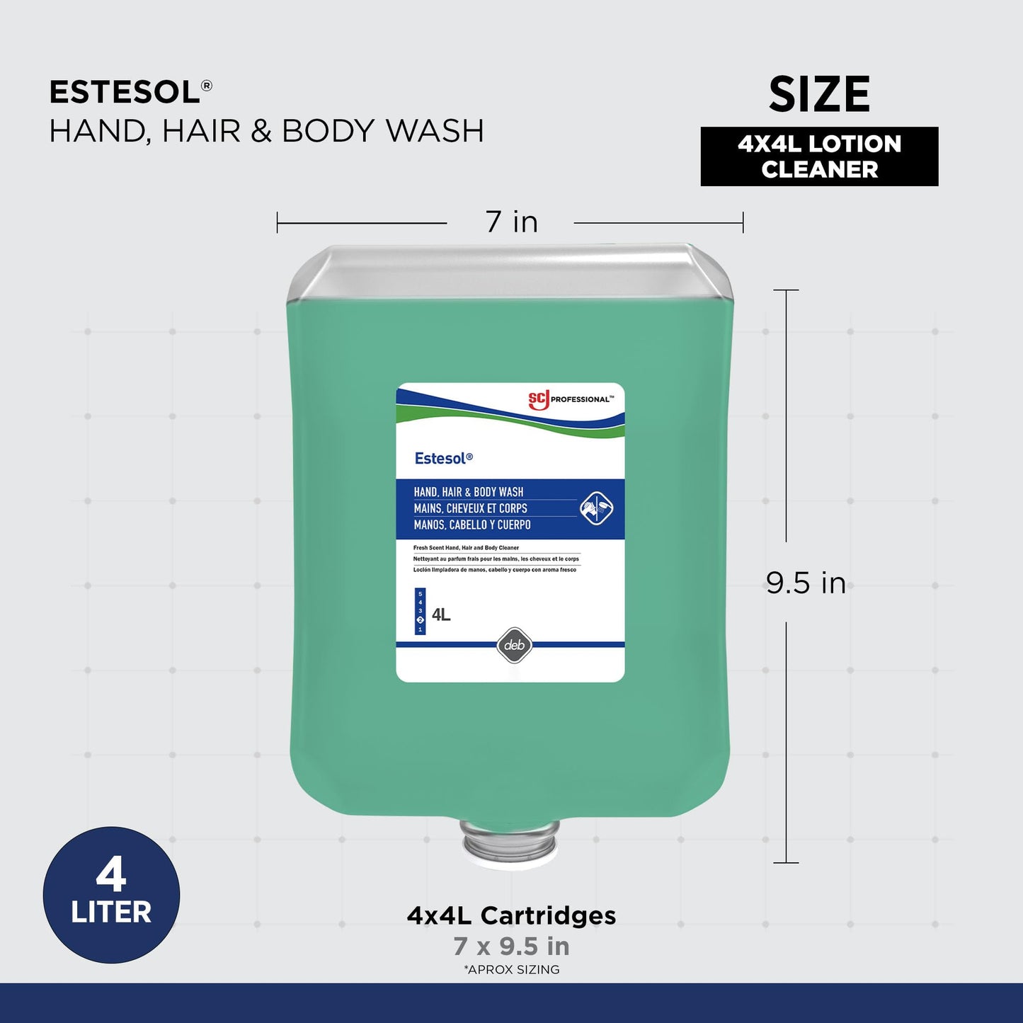 ESTESOL HAND, HAIR & BODY WASH 4 LITER, 4 PACK