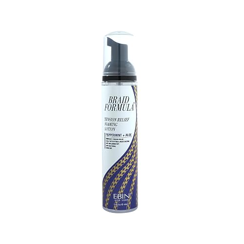 EBIN NEW YORK Braid Formula Tension Relief Foaming Lotion Peppermint & Aloe 3.38 fl. oz. 100ml Nourishing and Hydration, Style your Braids with Ease