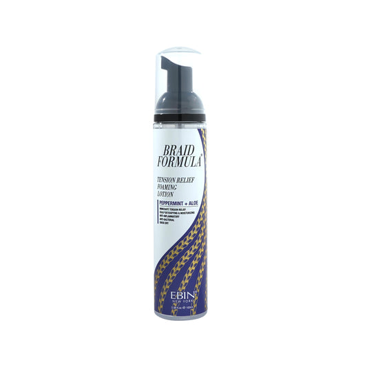 EBIN NEW YORK Braid Formula Tension Relief Foaming Lotion Peppermint & Aloe 3.38 fl. oz. 100ml Nourishing and Hydration, Style your Braids with Ease