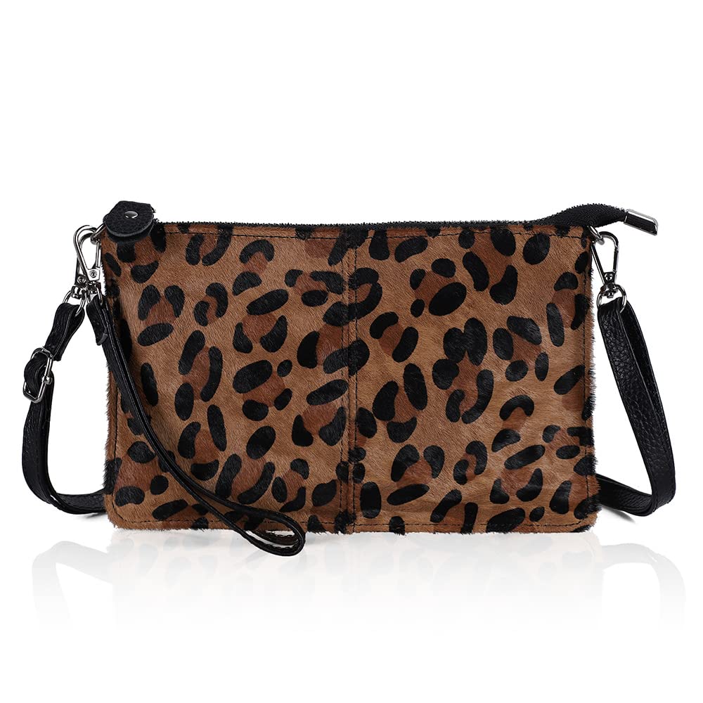 befen Women's Leather Wristlet Mini Crossbody Bag, Small Shoulder Bag Clutch Purse