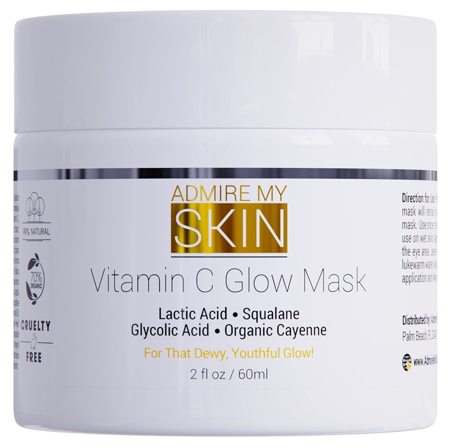 Vitamin C Mask for Face - Brightening Face Masks Skin Care Contains Glycolic Acid and Lactic Acid + Squalane Oil - Hydrating Beauty Face Mask