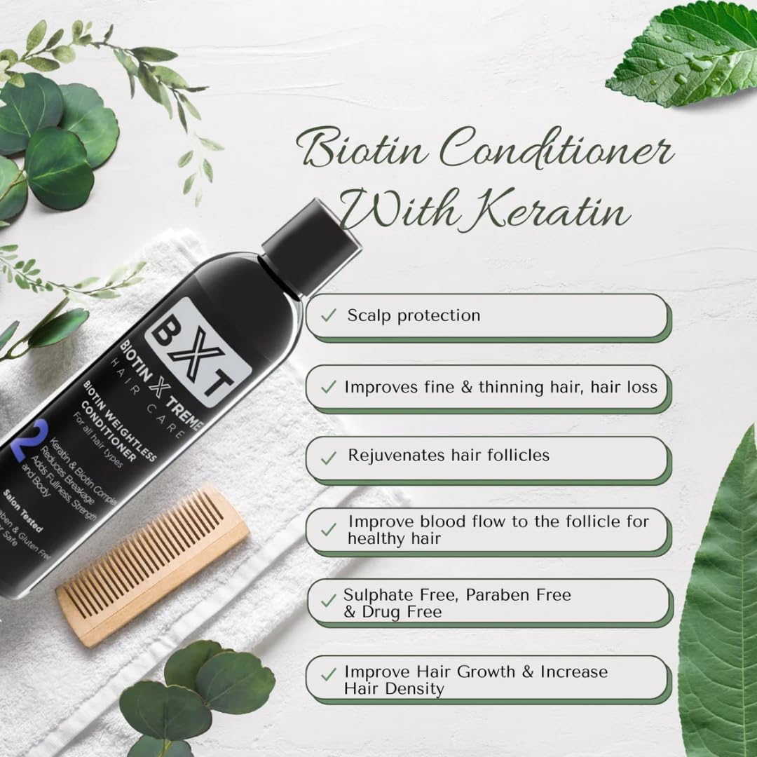 Biotin X Treme Hair Care Biotin Shampoo and Conditioner Set - Natural DHT Blocker for Hair Growth & Thinning Hair - Sulfate & Paraben Free Thickening