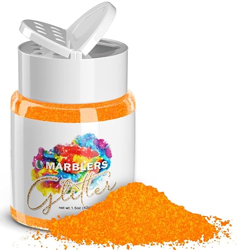 MARBLERS Neon Glitter [Fluorescent Orange] 1.5oz (42g) | Fine | Non-Toxic, Vegan, Cruelty-Free | Face, Body, Eyeshadow, Hair, Festival, Party Makeup |