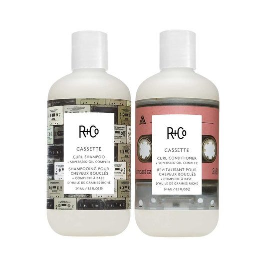 R+Co Cassette Curl Shampoo and Conditioner Set - Lightweight Curl Definition & Frizz Control for Natural, Bouncy Curls - Adds Shine & Moisture