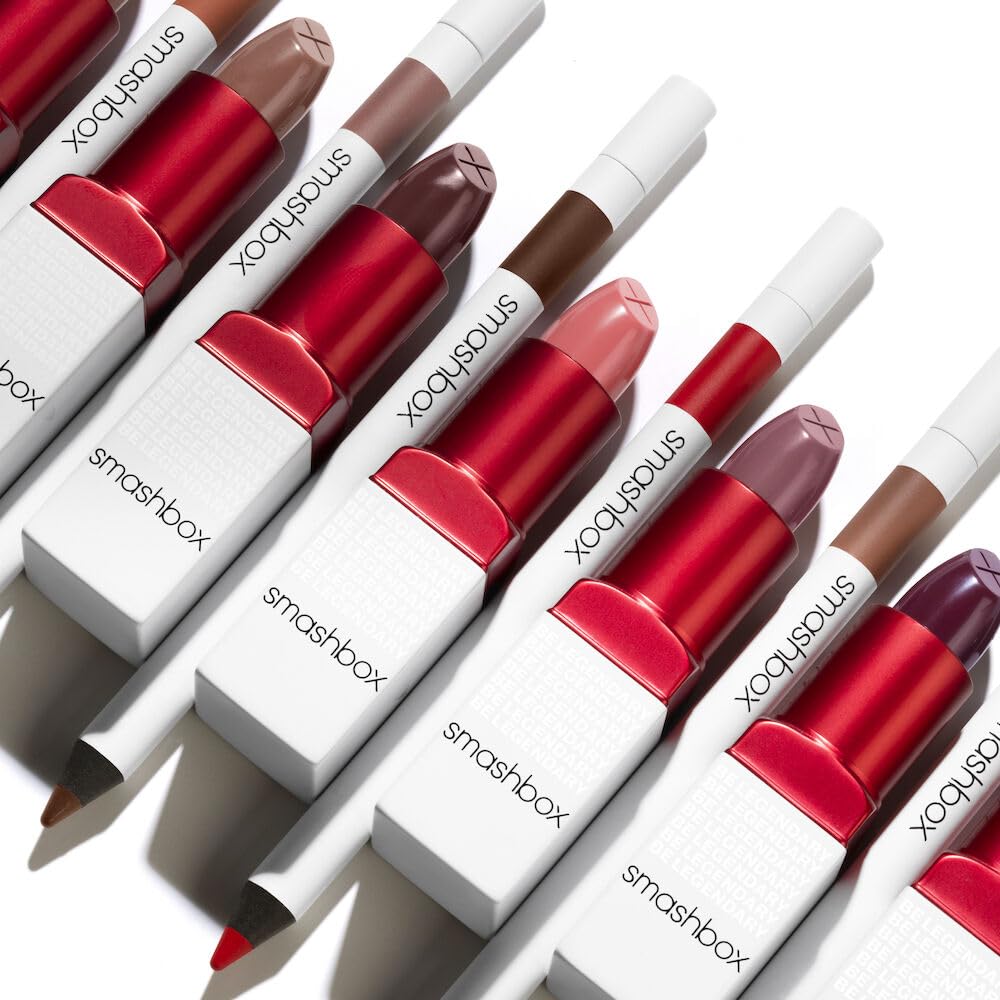 Smashbox Be Legendary Prime & Plush Lipstick | Creamy, Peptide-Infused, Lipstick with Primer for Smooth Color & Moisture Boosting Ceramides, 0.11