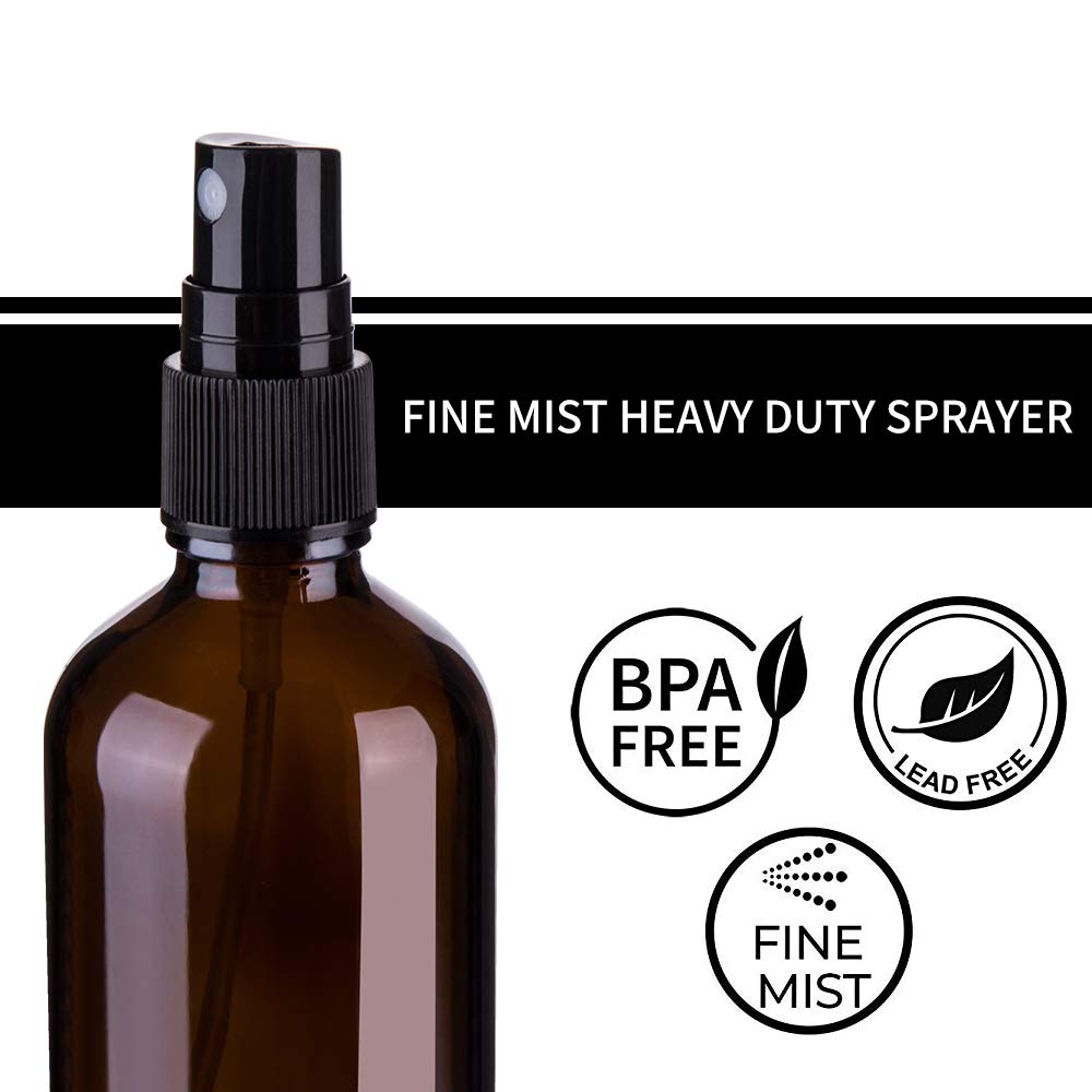 Hydior 4oz Amber Glass Spray Bottle for Essential Oil, Empty Fine Mist Spray Bottle, 6 Pack Beauty and Personal Care Hydior