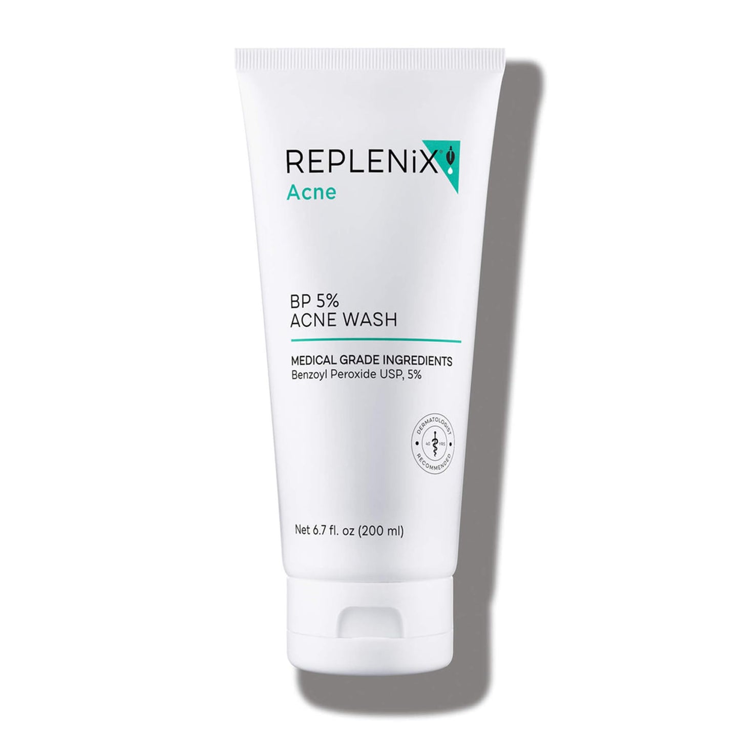 Replenix BP Acne Face Wash, 6.7 Fl Oz, Non-Oily 5% Benzoyl Peroxide Facial Cleanser with Medical-Grade Ingredients for Acne-Prone Skin, Gently Unclogs