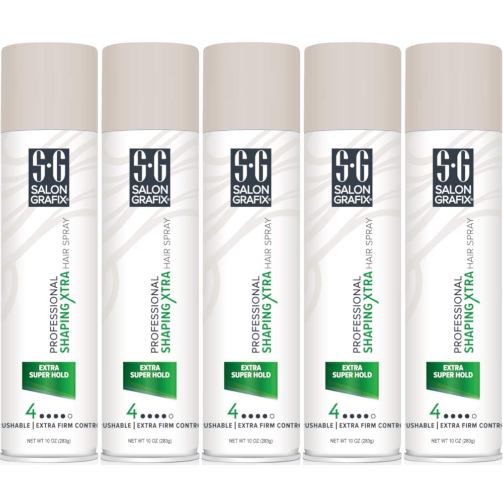 Salon Grafix Professional Shaping Xtra Hair Spray Extra Super Hold 10 oz (Pack of 5)