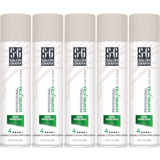 Salon Grafix Professional Shaping Xtra Hair Spray Extra Super Hold 10 oz (Pack of 5)