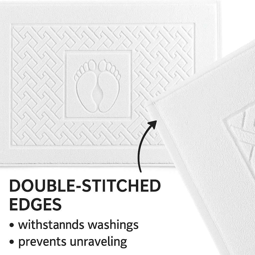 ASTREA TEXTILES Bath Rug White Bathroom Floor Mats - Washable Bathtub Shower Sink Floor Towels - 100% Cotton Bath Mat Towels- Perfect for House Bath…