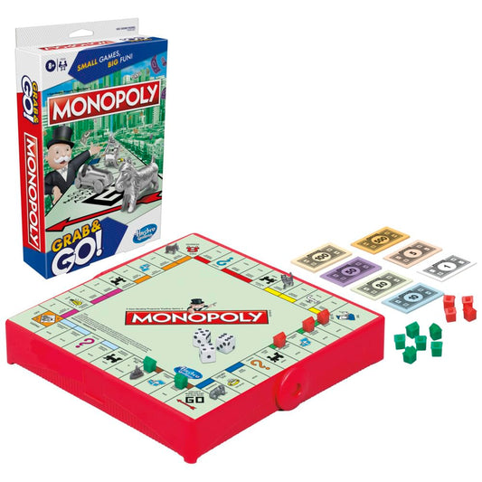 Monopoly Grab and Go Game for Ages 8 and Up, Travel Game for 2-4 Players
