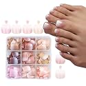 216 Pcs Ombre Press on Toenails Short Square Fake Toe Nails, Full Cover Glossy Gradient Acrylic False Toenails Acrylic Glue on Toe Nails for Women Beauty & Personal Care SPNBCQ