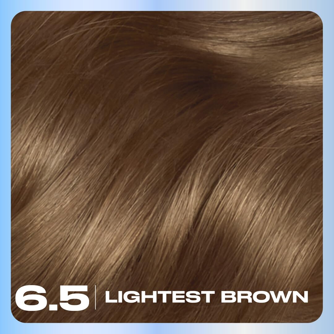 Clairol Nice'n Easy Permanent Hair Dye, 6.5 Lightest Brown | 100% Gray Coverage | Long?Lasting, Natural?Looking Color & Shine | Pack of 1