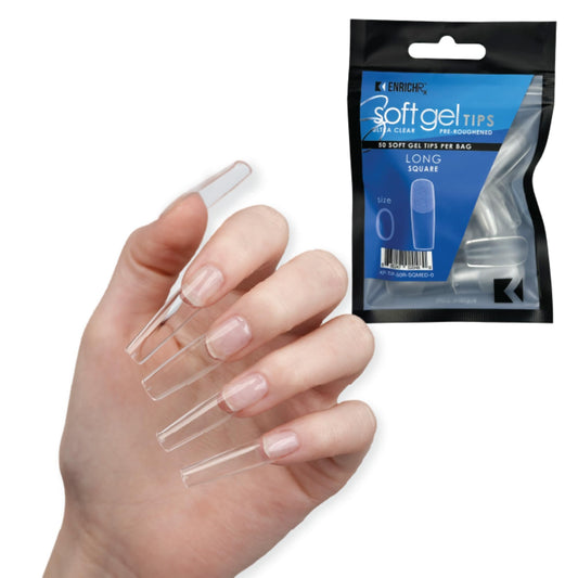 Soft Gel Tips Ultra Clear Pre-Roughened 550 pcs (Long Square) Beauty & Personal Care KUPA