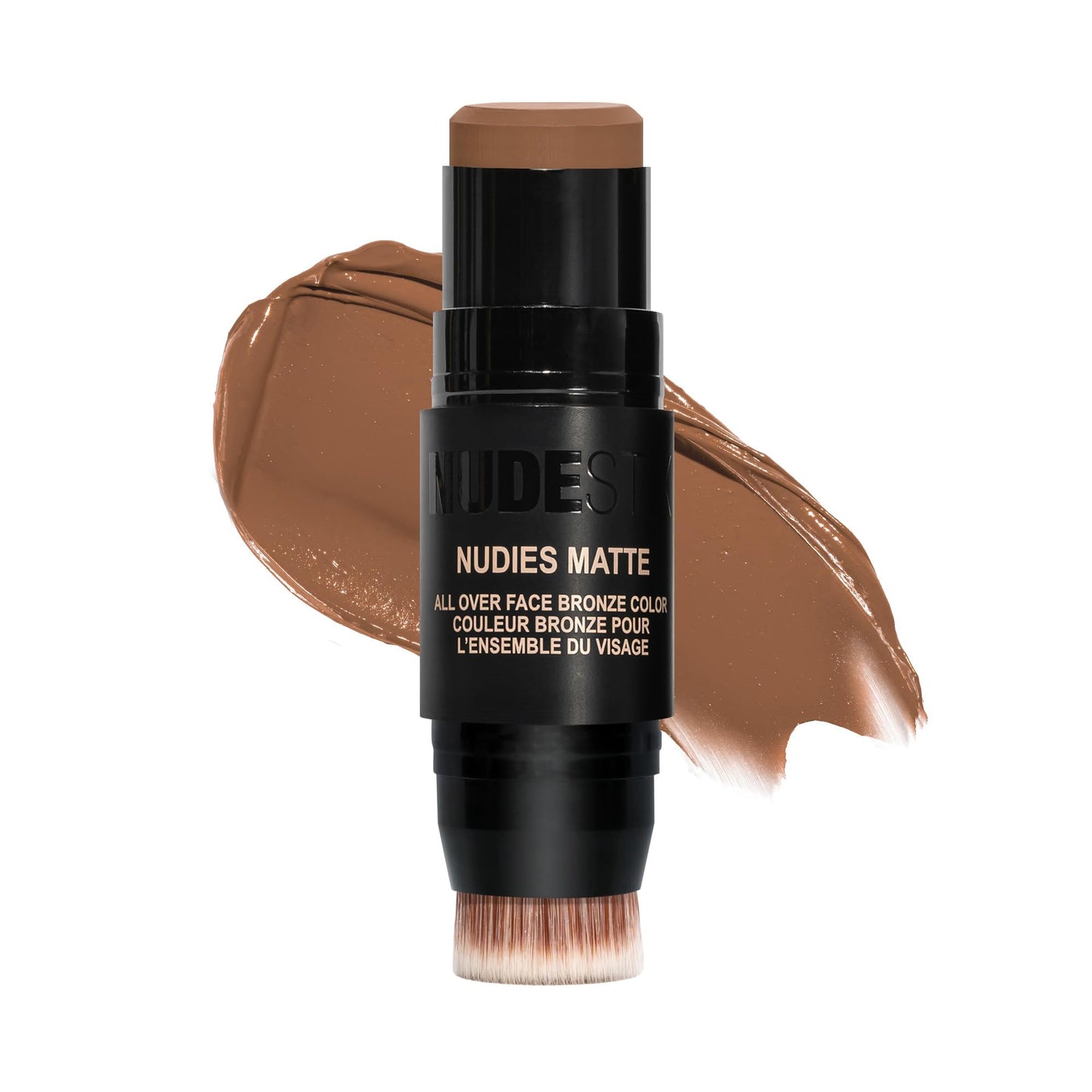 Nudestix Nudies Bronze All Over Matte Bronzing Stick - 3-in-1 Cream Bronzer for Cheeks, Eyes & Lips with Built-In Brush | Natural Contour & Sun-Kissed