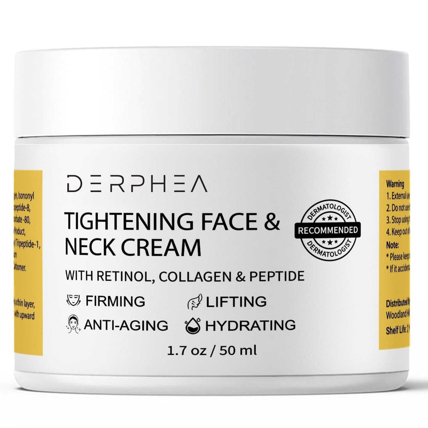 DERPHEA Neck Tightening Cream, Neck Firming Cream For Tightening and Firming, Fine lines, Loose & Sagging On Face, Decollete & Other Skin Areas - 1.7