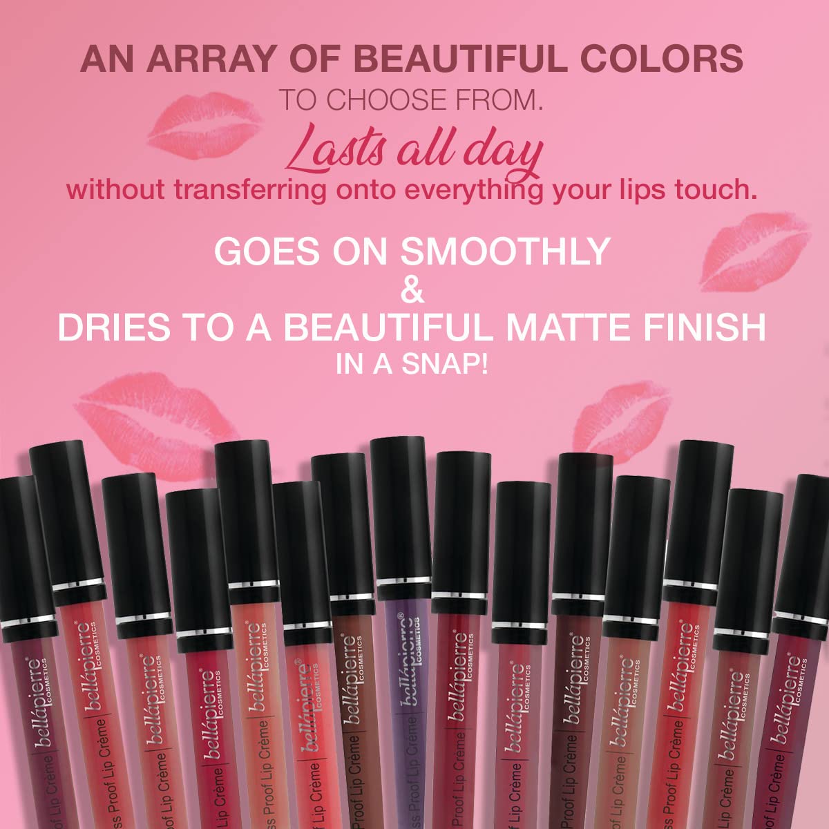 bellapierre Kiss Proof Lip Crème | Richly Pigmented, Smooth Matte Finish | 100% Natural Formulation | Non-Toxic and Paraben Free |Long Lasting