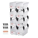 VEVOR Plastic Stackable Storage Bins, 10.9 x 5.5 x 5.1 inch (8 Pack), Plastic Containers for Organizing & Storage Bins for Closet, Garage, Small…