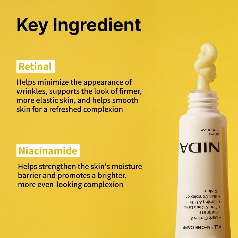 NIDA Revive Eye Cream For Face And Neck | Probiotics Lystate Solution, Retinal, Peptide Complex, Bakuchiol | Wrinkles, Fine Lines, Cell Turnover, Firm Beauty and Personal Care NIDA
