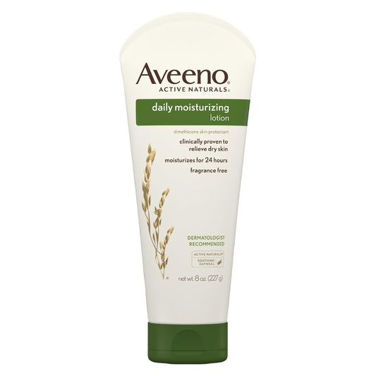 Aveeno Daily Moisturizing Body Lotion with Soothing Prebiotic Oat, Gentle Lotion Nourishes Dry Skin With Moisture, Paraben-, Dye- & Fragrance-Free