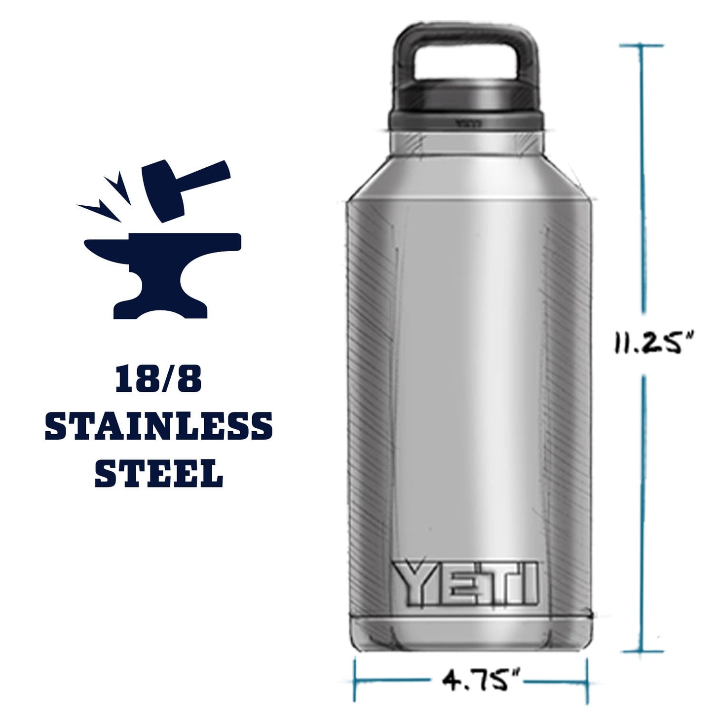 YETI Rambler 64 oz Bottle, Vacuum Insulated, Leakproof, Stainless Steel with Chug Cap, Rescue Red