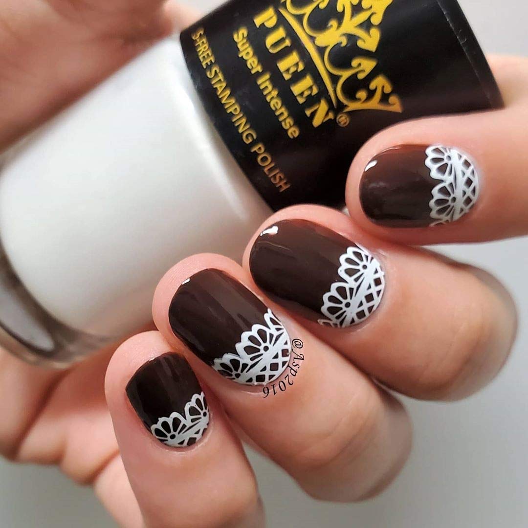 PUEEN MUST HAVE Stamping Polish Collection Set Big 5-FREE Formula Nail Color Lacquer (805 - Black Jack + 806 - Pure White) - BH000872