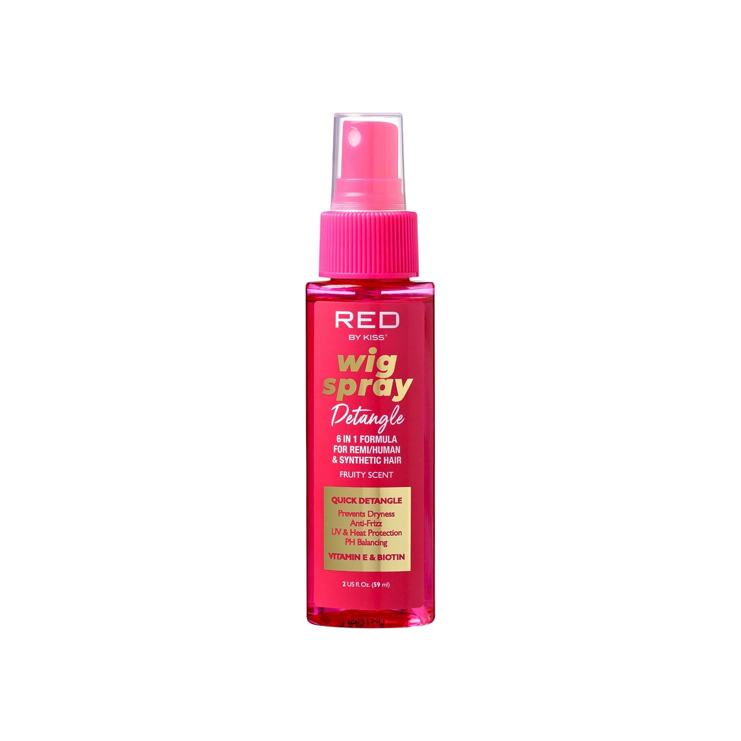 Red by Kiss Wig Spray, Extra Shine & Detangling Control for Remy, Human, Synthetic Hair, UV & Heat Protection, PH Balance & Long-Lasting Fragrance