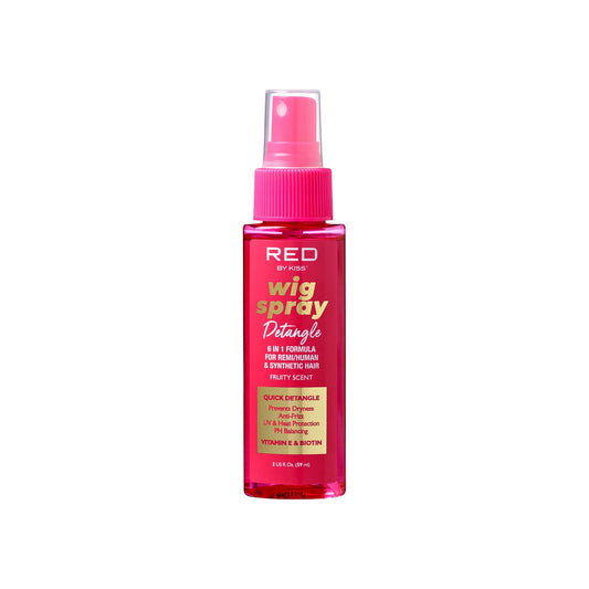 Red by Kiss Wig Spray, Extra Shine & Detangling Control for Remy, Human, Synthetic Hair, UV & Heat Protection, PH Balance & Long-Lasting Fragrance