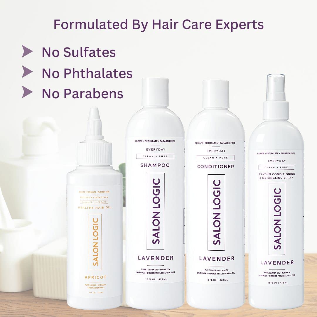SalonLogic Shampoo, Conditioner, Spray, & Oil Set - Salon Quality, Keratin treatment, Naturally Scented, Hydrating, Moisturizing, Cleansing Treatment