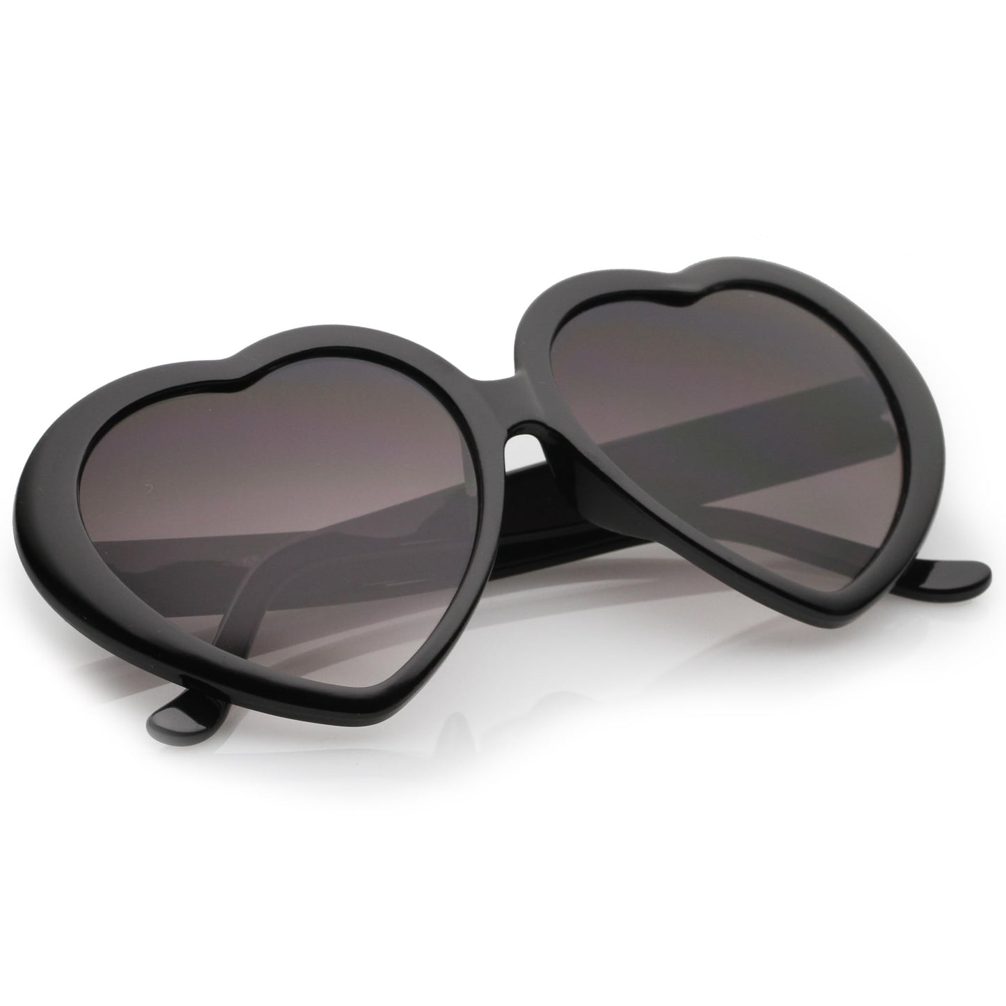 zeroUV Oversized Heart Shaped Sunglasses UV400 Cute Trendy Love Fashion Eyewear for Women 52mm (Black)