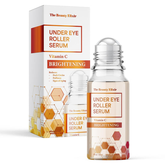 The Beauty Elixir Vitamin C Eye Roller For Puffy Eyes & Dark Circles - Dermatologist Tested, Brightens Under Eyes & Crow's Feet Treatment, Natural