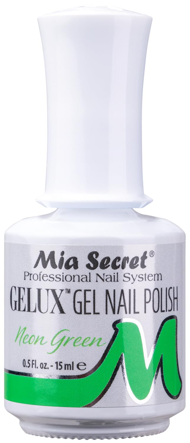 Mia Secret Gelux Soak-off gel nail polish color Neon Green - Gel polish cured with nail lamp - Esmaltes para uñas en gel de larga duración para Beauty & Personal Care Mia Secret