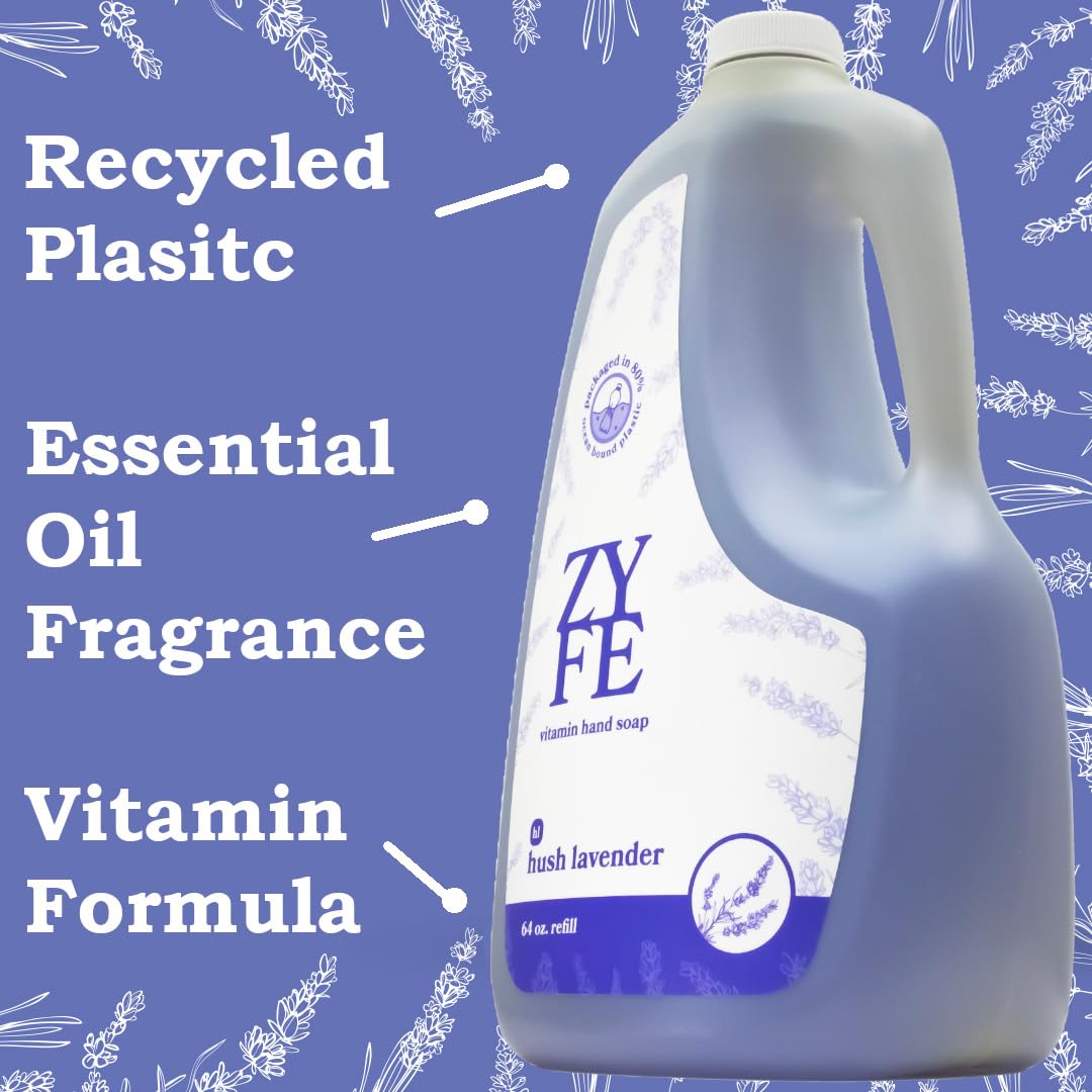 Vitamin Hand Soap - Liquid Hand Soap - Natural Plant Derived Moisturizing Handsoap with Essential Oil Fragrance Hush Lavendar - Soft Hand Wash