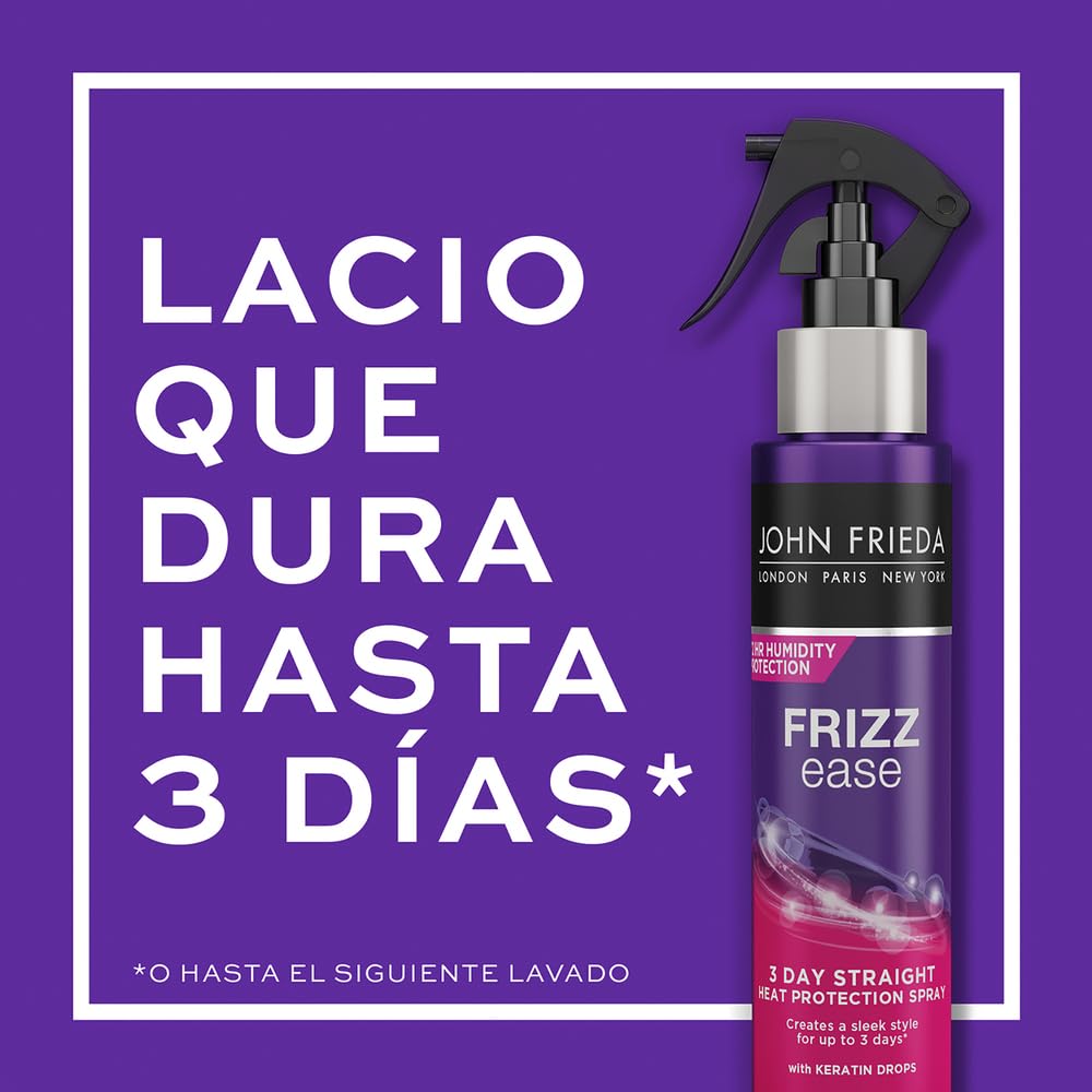 John Frieda Frizz Ease 3-day Flat Iron Spray, 3.5 Ounce Heat-activated Straightening Spray, to Block Out Frizz, with Keratin Protein