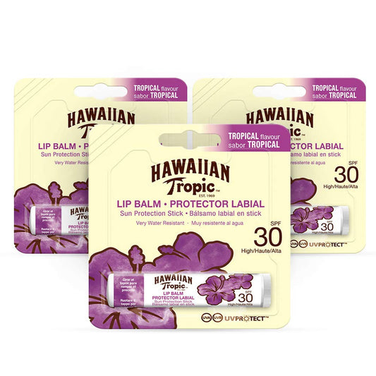 Hawaiian Tropic Lip Balm Pack of 3 - Sunscreen Lip Balm SPF 30, Tropical Flavor, 4 g Beauty and Personal Care Hawaiian Tropic