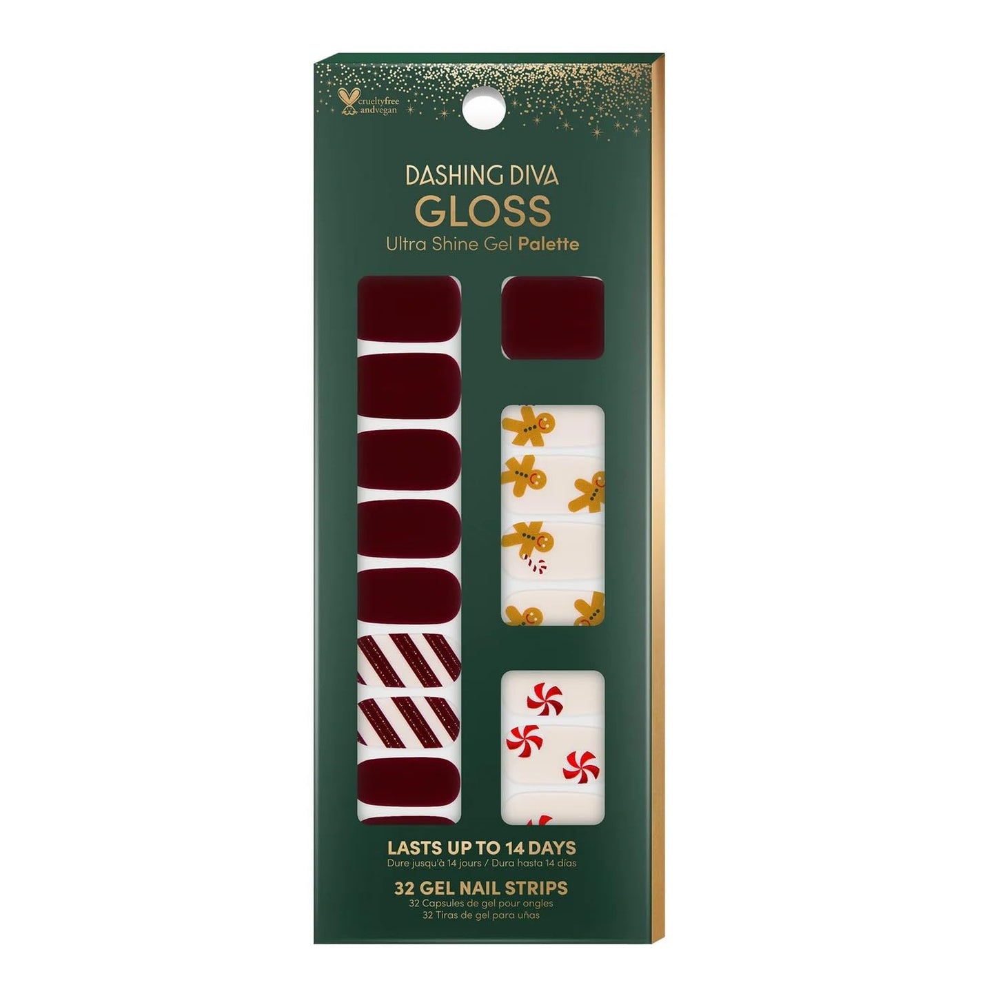 Dashing Diva Gloss Nail Strips - Jolly Good Fun | UV Free, Chip Resistant, Long Lasting Gel Stickers | Contains 32 Wraps, 1 Prep Pad, 1 File Beauty & Personal Care Dashing Diva